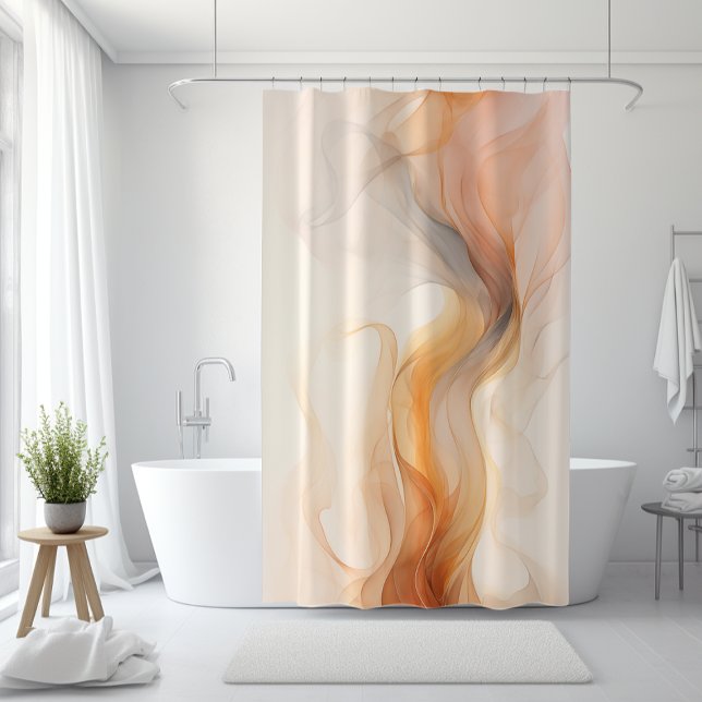 Neutral Abstract - Beige & Burnt Orange Shower Curtain (Neutral Abstract Flow Beige, Brunt Orange, Grey Shower Curtain)