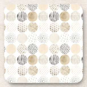 Neutral Abstract Circle Pattern Coaster