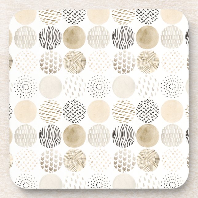 Neutral Abstract Circle Pattern Coaster (Front)