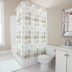 Neutral Abstract Circle Pattern Shower Curtain