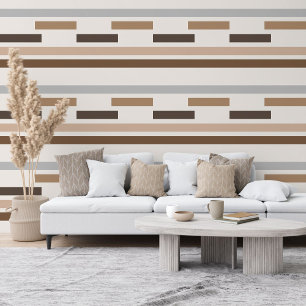 Neutral Abstract Geometric Stripes Art Pattern Wallpaper