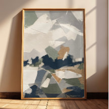 Neutral Abstract in Gray Cream & Ocher (unframed)