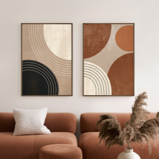 Neutral Abstract Japandi Geometric Wall Art