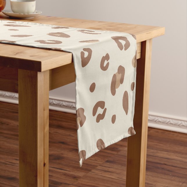 Neutral Abstract Leopard Print Pattern | Modern An Short Table Runner (In Situ)
