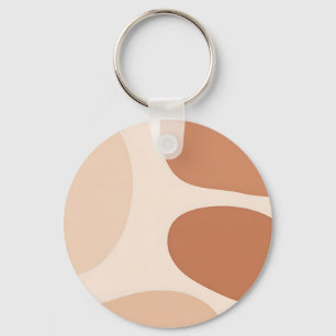 Neutral Abstract Organic Shapes Boho Minimalist Key Ring