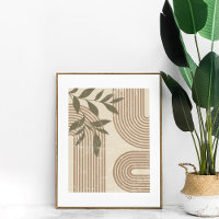 Neutral Abstract Rainbows and Botanical Wall Art