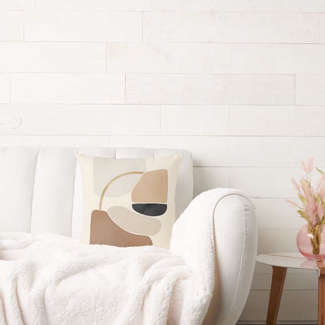 Neutral Abstract Shapes | Minimal Modern Fine Art  Cushion (Couch)