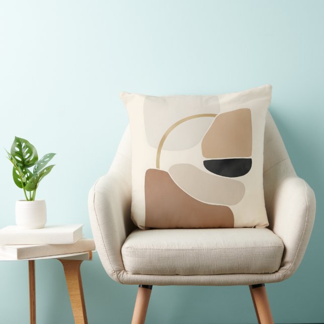 Neutral Abstract Shapes | Minimal Modern Fine Art  Cushion (Chair)