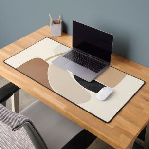 Neutral Abstract Shapes   Minimal Modern Fine Art  Desk Mat
