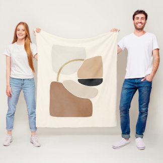 Neutral Abstract Shapes | Minimal Modern Fine Art  Fleece Blanket