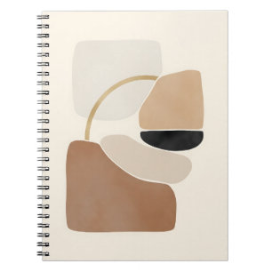 Neutral Abstract Shapes   Minimal Modern Fine Art  Notebook