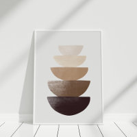 Neutral Abstract Stacked Bowls Minimalist Wall Art