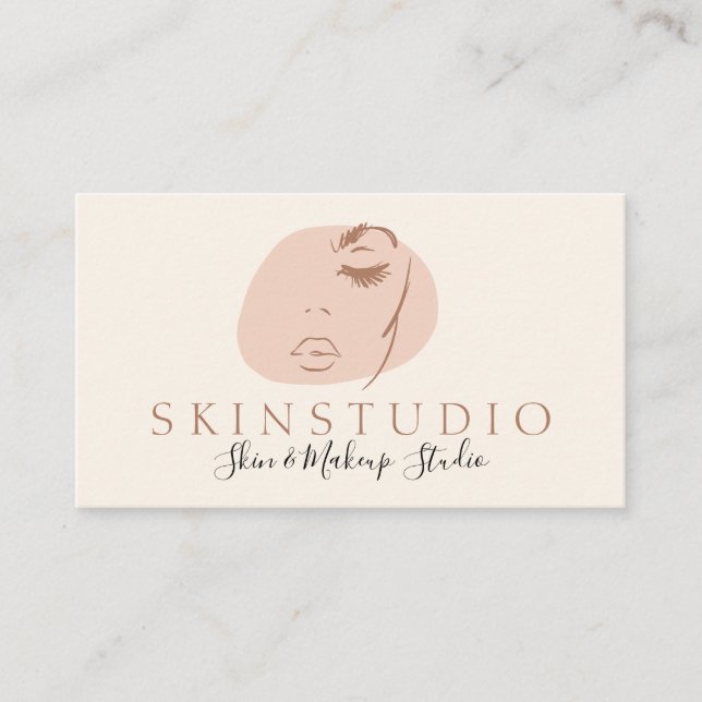 Neutral Aesthetic Feminine Face Beauty Skin Business Card (Front)