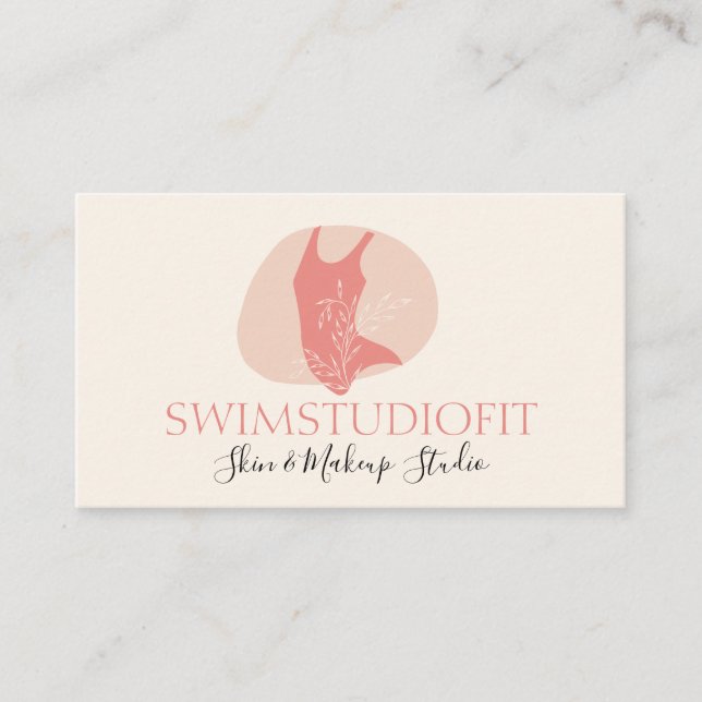 Neutral Aesthetic Feminine Swimwear Business Card (Front)