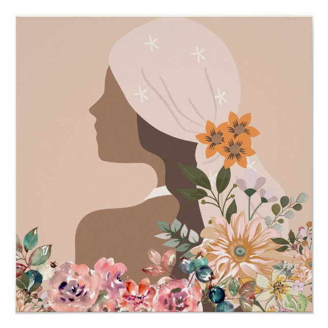 Neutral Aesthetic Woman Botanical  Poster (Front)