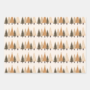 Neutral Afrocentric Tribal Christmas Tree  Wrapping Paper Sheet