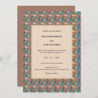 Neutral Amsterdam Tulips on Mocha Mousse Wedding Invitation
