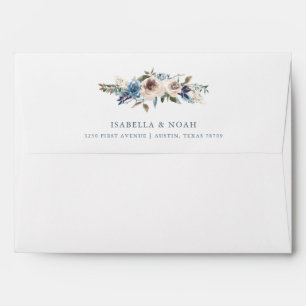 Neutral and Blue Floral   Wedding Envelope