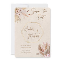 Neutral and Floral Save the Date Invitations