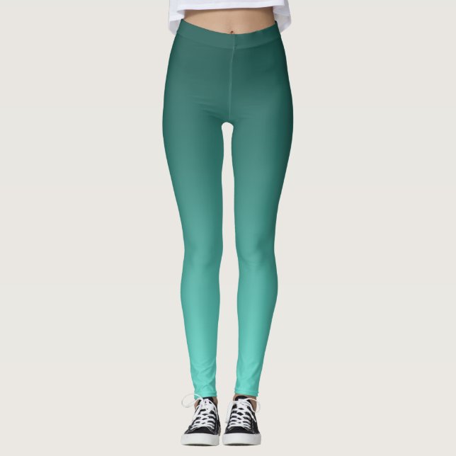 Neutral and Plain Gradient Teal Leggings (Front)