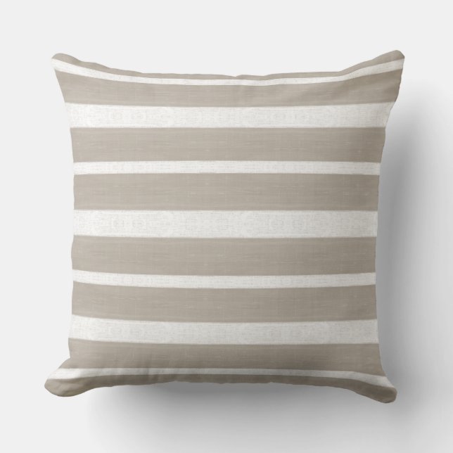 Neutral and White Modern Striped Pillow (Front)