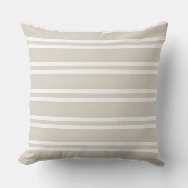 Neutral and White Modern Striped Pillow (Front)