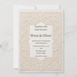 Neutral Art Deco Wedding Invitation