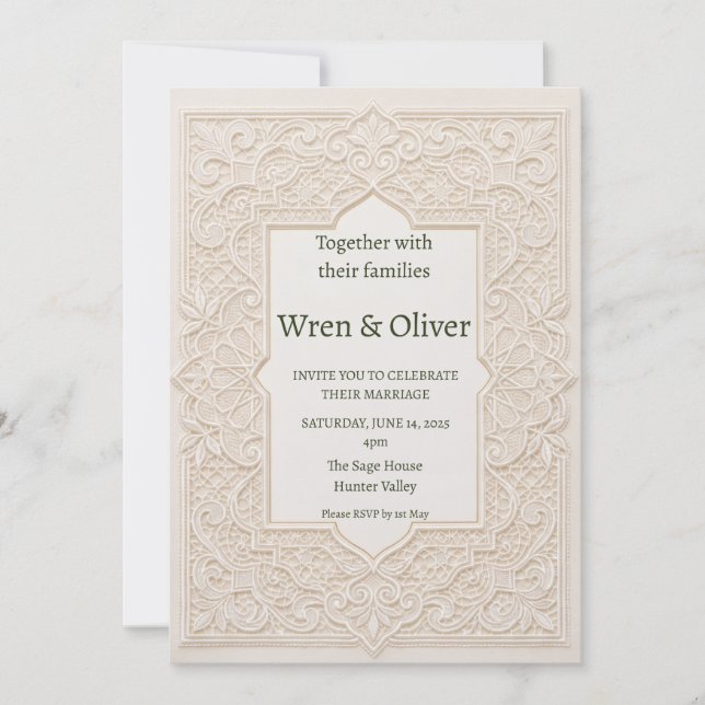 Neutral Art Deco Wedding Invitation (Front)