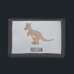 Neutral Australia Cute Kangaroo and Name Kids Trifold Wallet<br><div class="desc">This cute,  stripy kids wallet features a cute,  hand drawn doodle kangaroo,  and has space for you to add your child's name. Perfect for any lover of Australia's wildlife!</div>