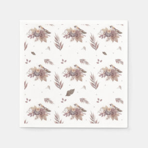 Neutral Autumn Bird Seamless Pattern  Napkin