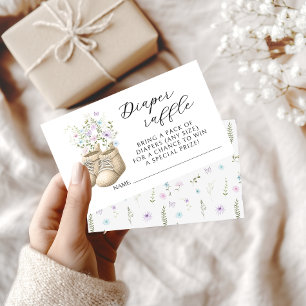 Neutral Baby Booties Diaper Raffle Baby Shower Enclosure Card