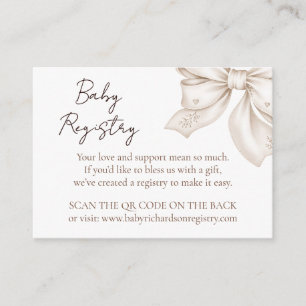 Neutral Baby Bow Registry QR Code Enclosure Card