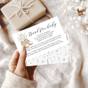 Neutral Baby In Bloom Booties Book for Baby Shower Enclosure Card