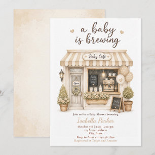 Neutral Baby Is Brewing Cafe Shower Invitation