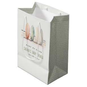Neutral Baby On Board Surfboard Baby Shower Medium Gift Bag