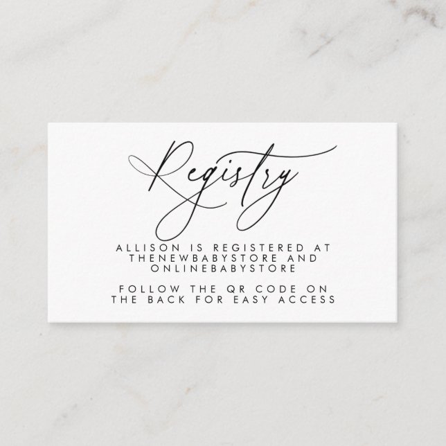 Neutral Baby Registry QR Codes Enclosure Card (Front)