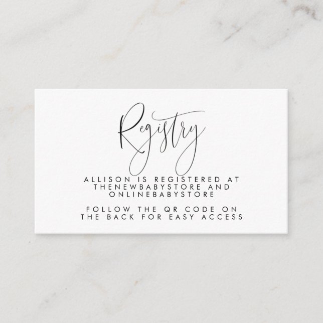 Neutral Baby Registry QR Codes Enclosure Card (Front)
