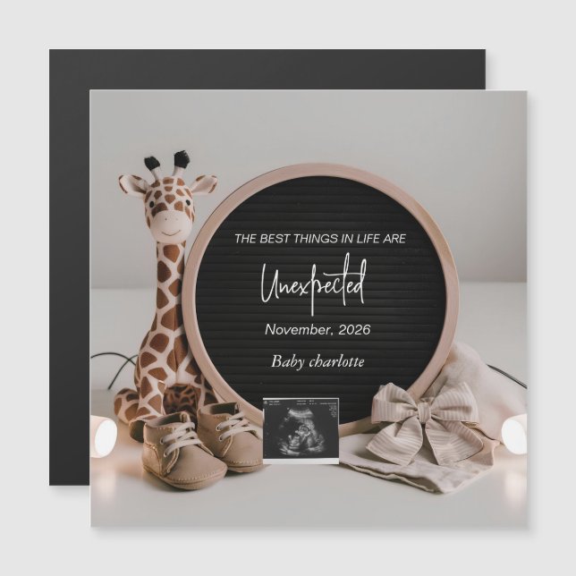 Neutral Baby Reveal Pregnancy announcement card (Front/Back)