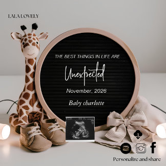 Neutral Baby Reveal Pregnancy announcement card