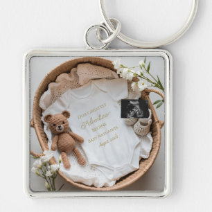 Neutral Baby Reveal Pregnancy announcement gift Key Ring