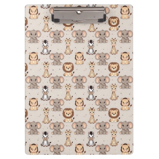 Neutral Baby Safari Pattern Clipboard (Front)