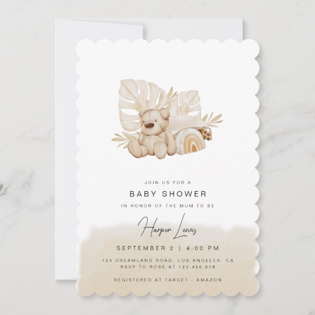Neutral Baby Shower Beige Invitation (Front)