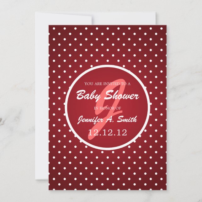 Neutral Baby Shower Elegant Polka Dot Red Invitation (Front)