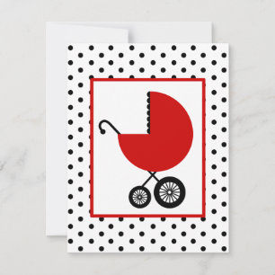 Neutral Baby Shower - Red Carriage & Polka Dots Invitation