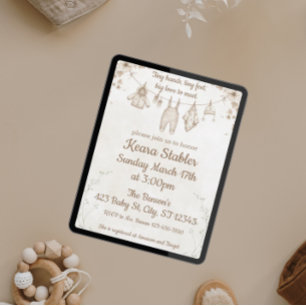 Neutral Baby Shower Tiny Hands, Tiny Feet Invitation