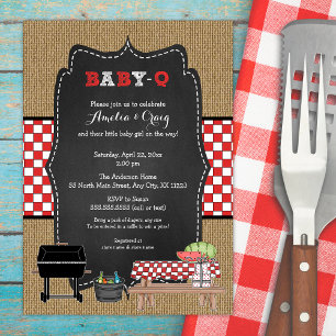 Neutral BabyQ Baby Shower, BBQ baby Q invites