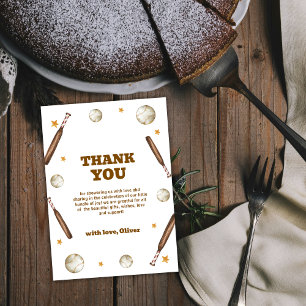 Neutral Batter Up Baseball Sport Baby Shower Thank You Card