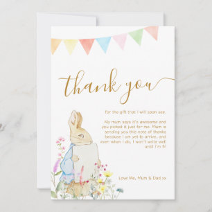 Neutral Beatrix Potter Peter the Rabbit Baby Showe Thank You Card
