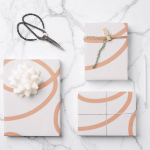 Neutral Beige Abstract Minimal Line Brush Strokes Wrapping Paper Sheet