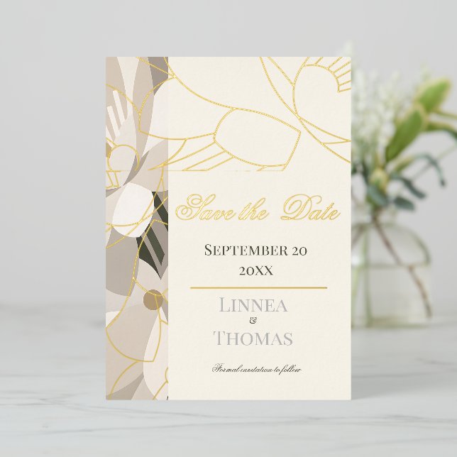 Neutral Beige Abstract Modern Editorial Wedding (Standing Front)